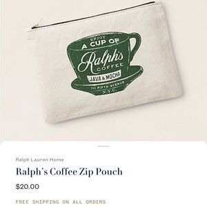 Ralph Lauren Home Green and White Coffee Pouch